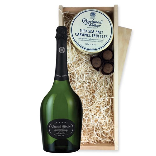 Laurent Perrier Grand Siecle Champagne 75cl And Milk Sea Salt Charbonnel Chocolates Box